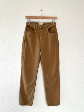 ETICA brown bryce pinch waist boyfriend jeans / minimalist neutral / size 24-26